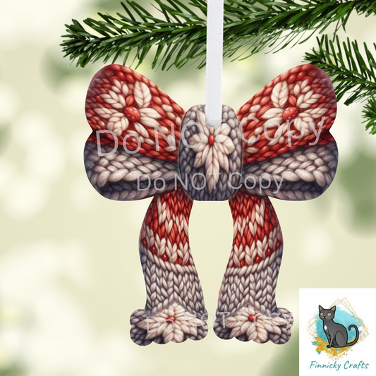 Christmas Knit Bow Earring PNG, Earring Design, Sublimation, Ornament, Door Sign