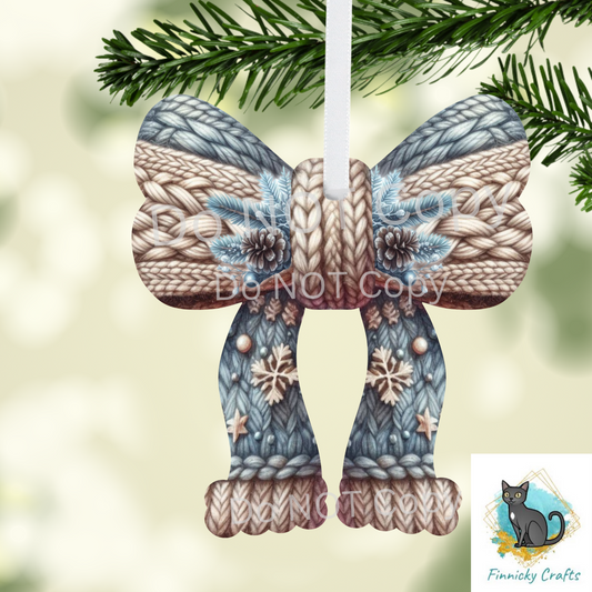 Christmas Knit Bow Earring PNG, Earring Design, Sublimation, Ornament, Door Sign