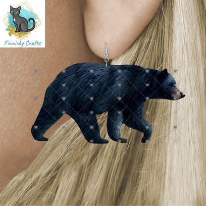 Black Bear PNG, Forest, Earrings, Key Ring, Ornament, Sublimation, Sign