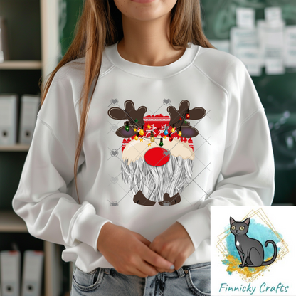 Reindeer Gnome Christmas Design png, Sign, Earrings, Night Light, Light Base, Ornament