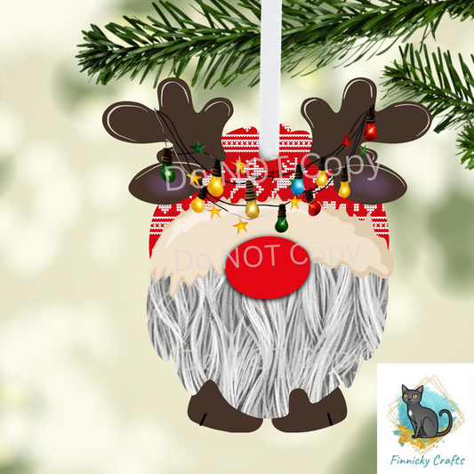 Reindeer Gnome Christmas Design png, Sign, Earrings, Night Light, Light Base, Ornament