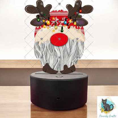 Reindeer Gnome Christmas Design png, Sign, Earrings, Night Light, Light Base, Ornament