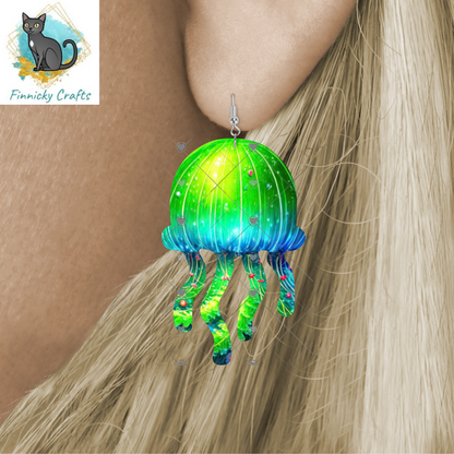 Jellyfish Earrings, Badge Reels, Decor, Signs, Sublimation, Digital, PNG Design, Earrings.