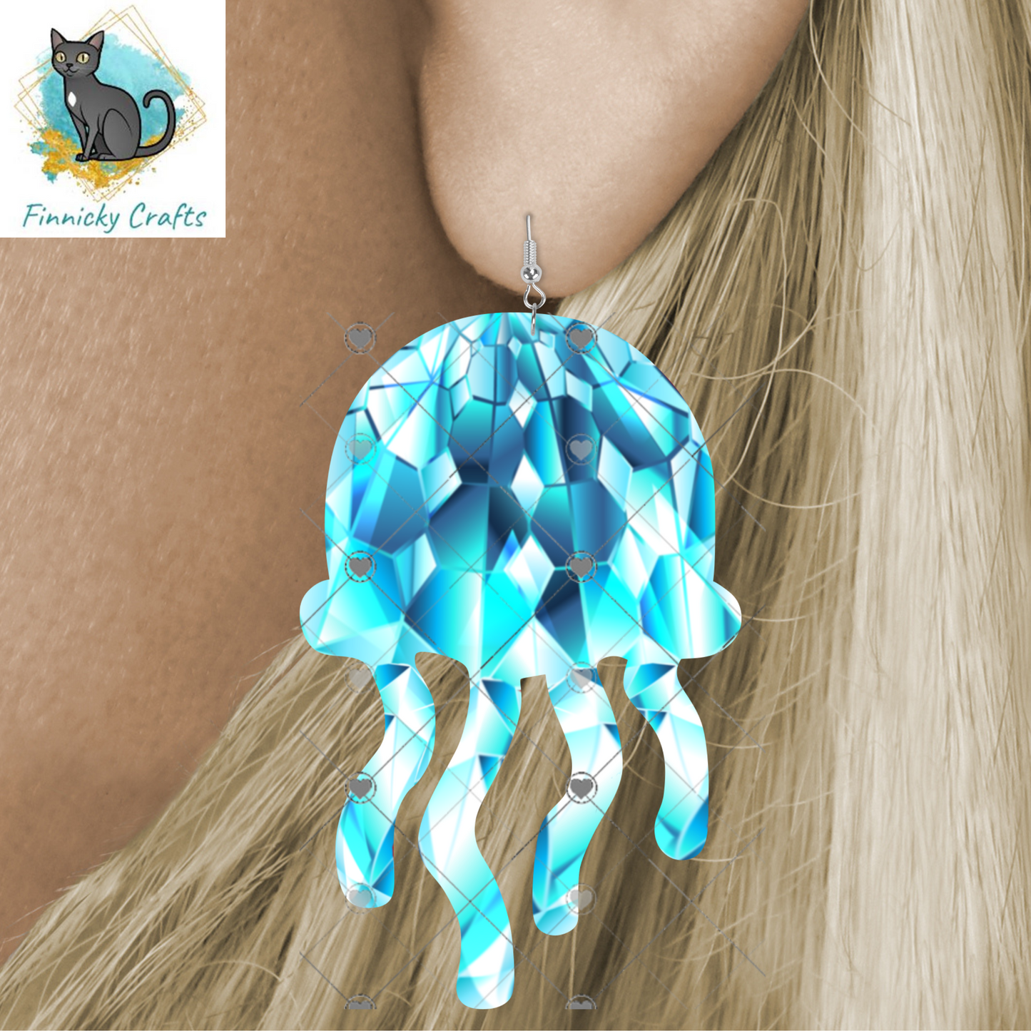 Jellyfish Earrings, Badge Reels, Decor, Signs, Sublimation, Digital, PNG Design, Earrings.