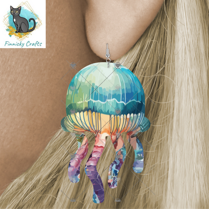Jellyfish Earrings, Badge Reels, Decor, Signs, Sublimation, Digital, PNG Design, Earrings.