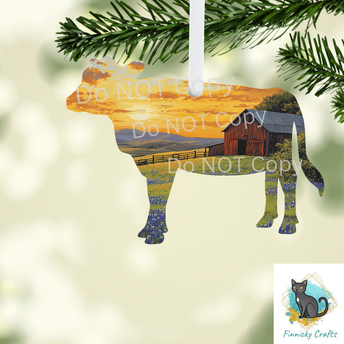 Landscape Cow png - Sublimation Designs Wall Hanger - Earring Png - Cow Download
