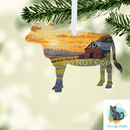 Landscape Cow png - Sublimation Designs Wall Hanger - Earring Png - Cow Download