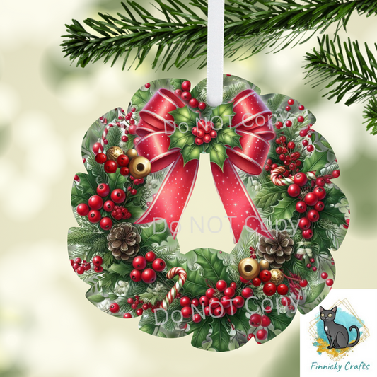 Christmas Wreath Sublimation, Digital, PNG, Design, Ornament, Earrings, Sign, Shirt, Night Light