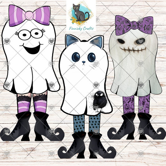 Ghost with legs bundle - Sublimation Design - cat, spooky, earrings, Halloween