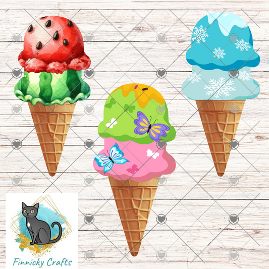 Ice Cream Cone Earrings Bundle Sublimation, Digital, PNG, Design, Download