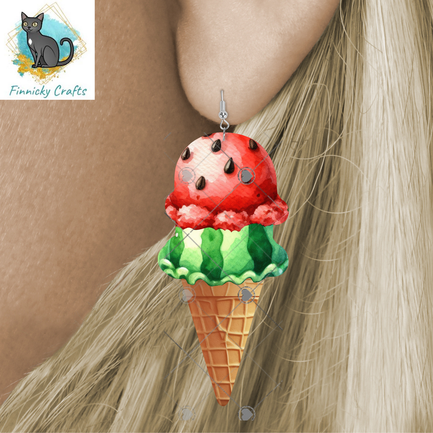 Ice Cream Cone Earrings Bundle Sublimation, Digital, PNG, Design, Download