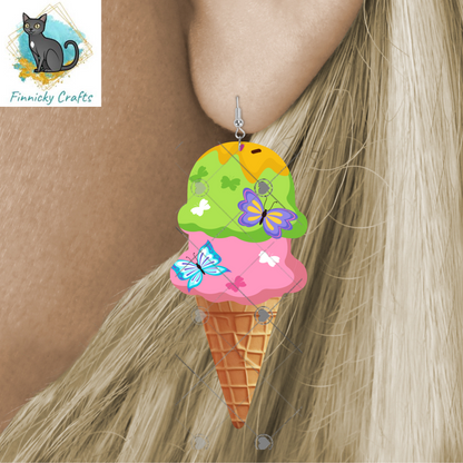 Ice Cream Cone Earrings Bundle Sublimation, Digital, PNG, Design, Download