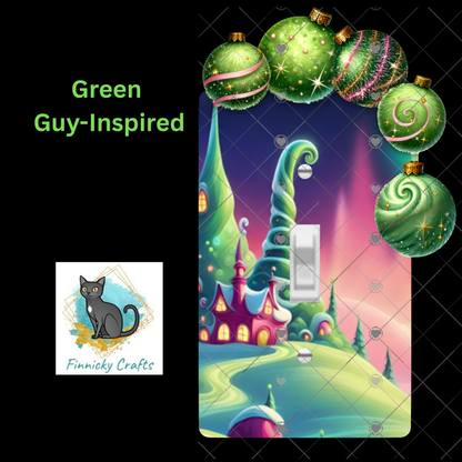 Green Guy-Inspired Town Light Switch - Sublimation Design Png Template - Gift, Decor