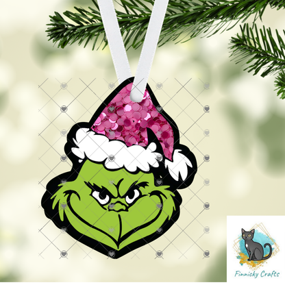 Green Guy Pink Hat- Sublimation Design Png Template - Gift, Ornament, Earrings, Sign
