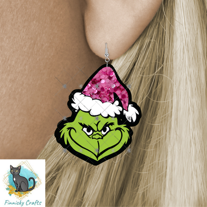 Green Guy Pink Hat- Sublimation Design Png Template - Gift, Ornament, Earrings, Sign
