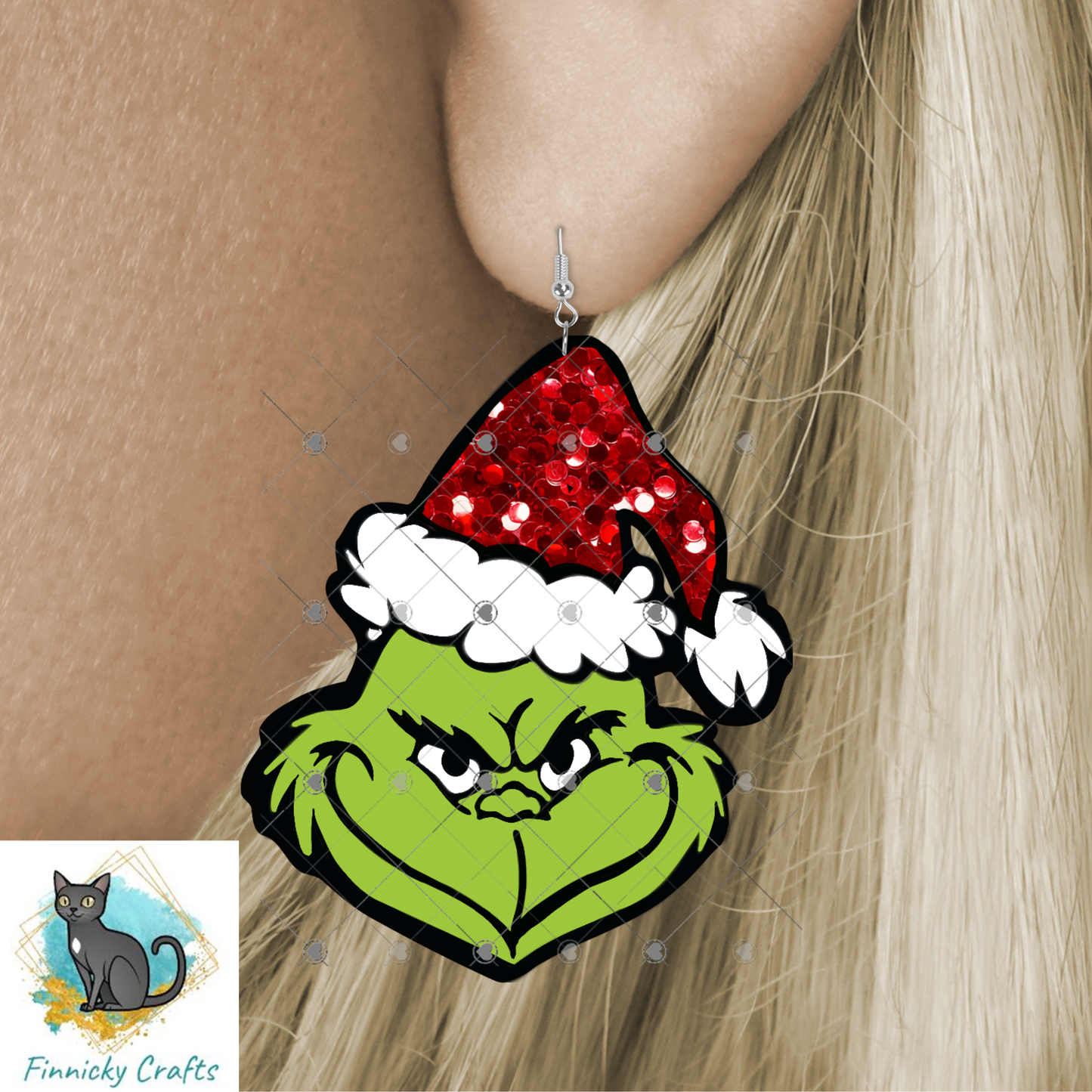 Green Guy Red Sequin Hat- Sublimation Design Png Template - Gift, Ornament, Earrings, Sign