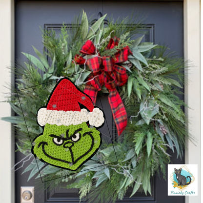 Knit/Crochet Look Green Guy Red Hat- Sublimation Design Png Template - Gift, Ornament, Earrings, Sign