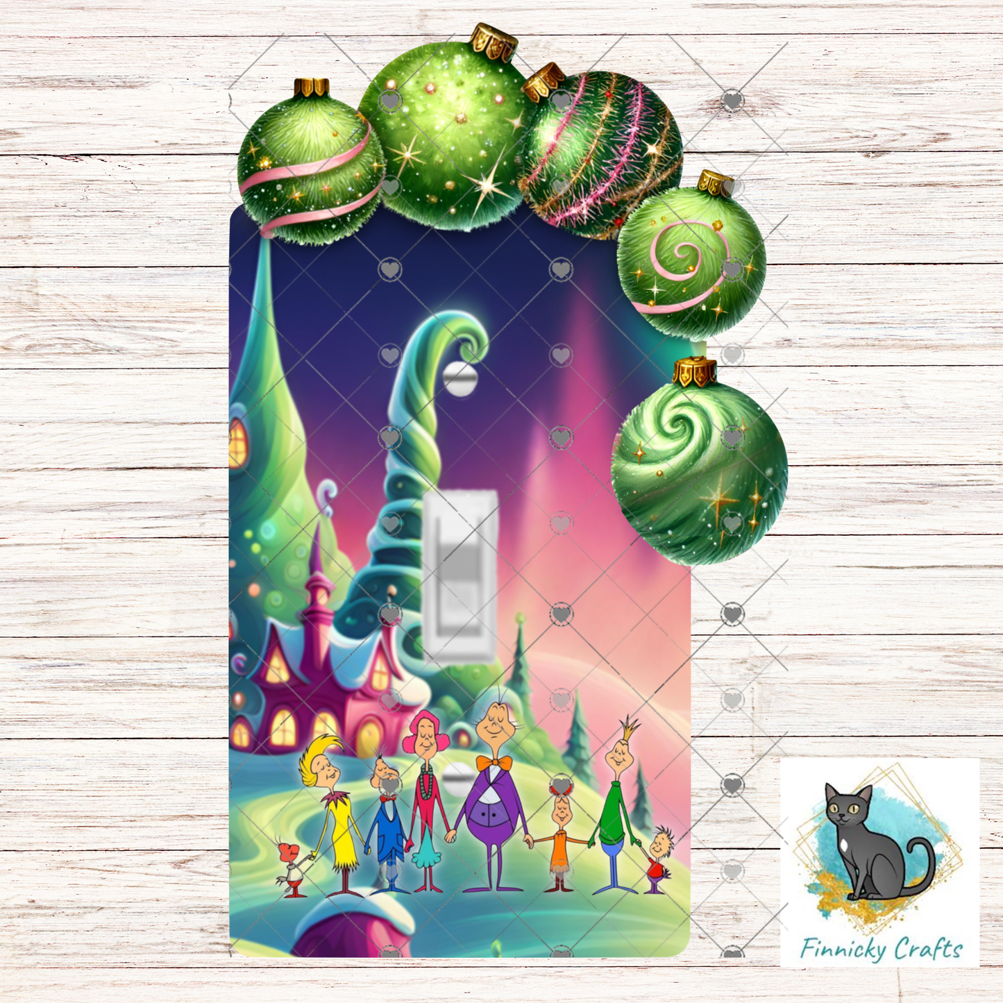 Green Guy-Inspired Town Light Switch - Sublimation Design Png Template - Gift, Decor