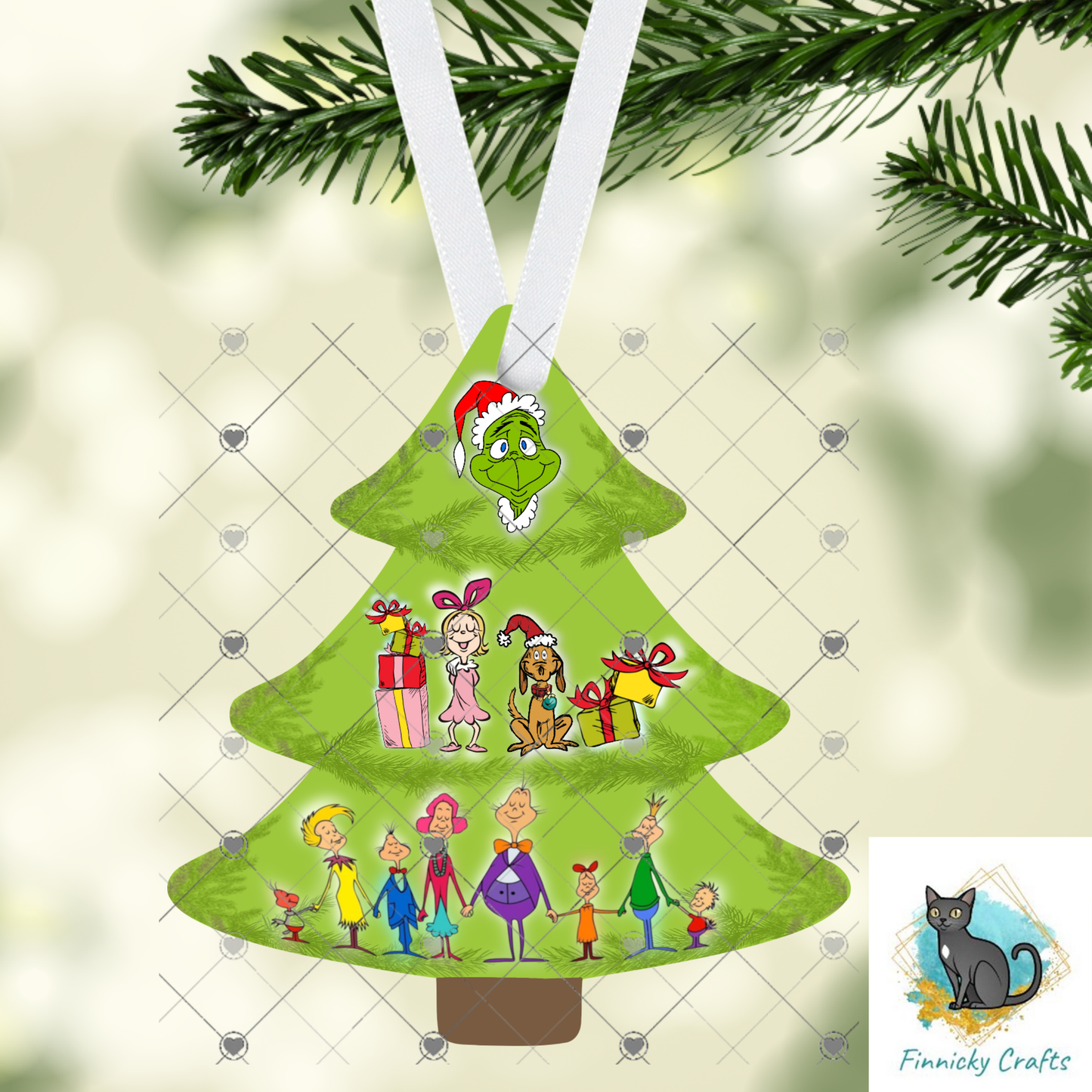 Green Guy and Whoville Christmas Tree, Sublimation, Decor, Sublimation, Digital, PNG, Design, DTF, Ornament, Earrings, Night Light