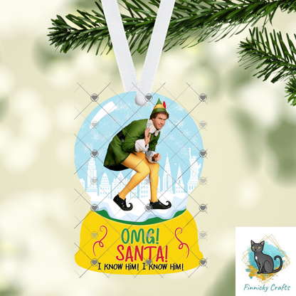 Giant Elf Ornament Snow Globe png - Sublimation Designs Wall Hanger - Badge Reel, keyring, sign, Night Light, Decor