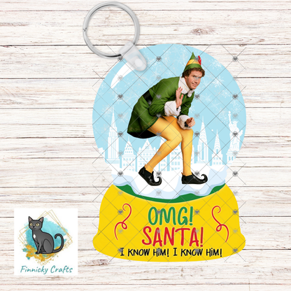 Giant Elf Ornament Snow Globe png - Sublimation Designs Wall Hanger - Badge Reel, keyring, sign, Night Light, Decor