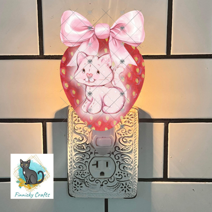 Strawberry Shortcake - Strawberry with Bow - Sublimation Design Png Template - Gift, Earrings, Night Light, keyring, DTF