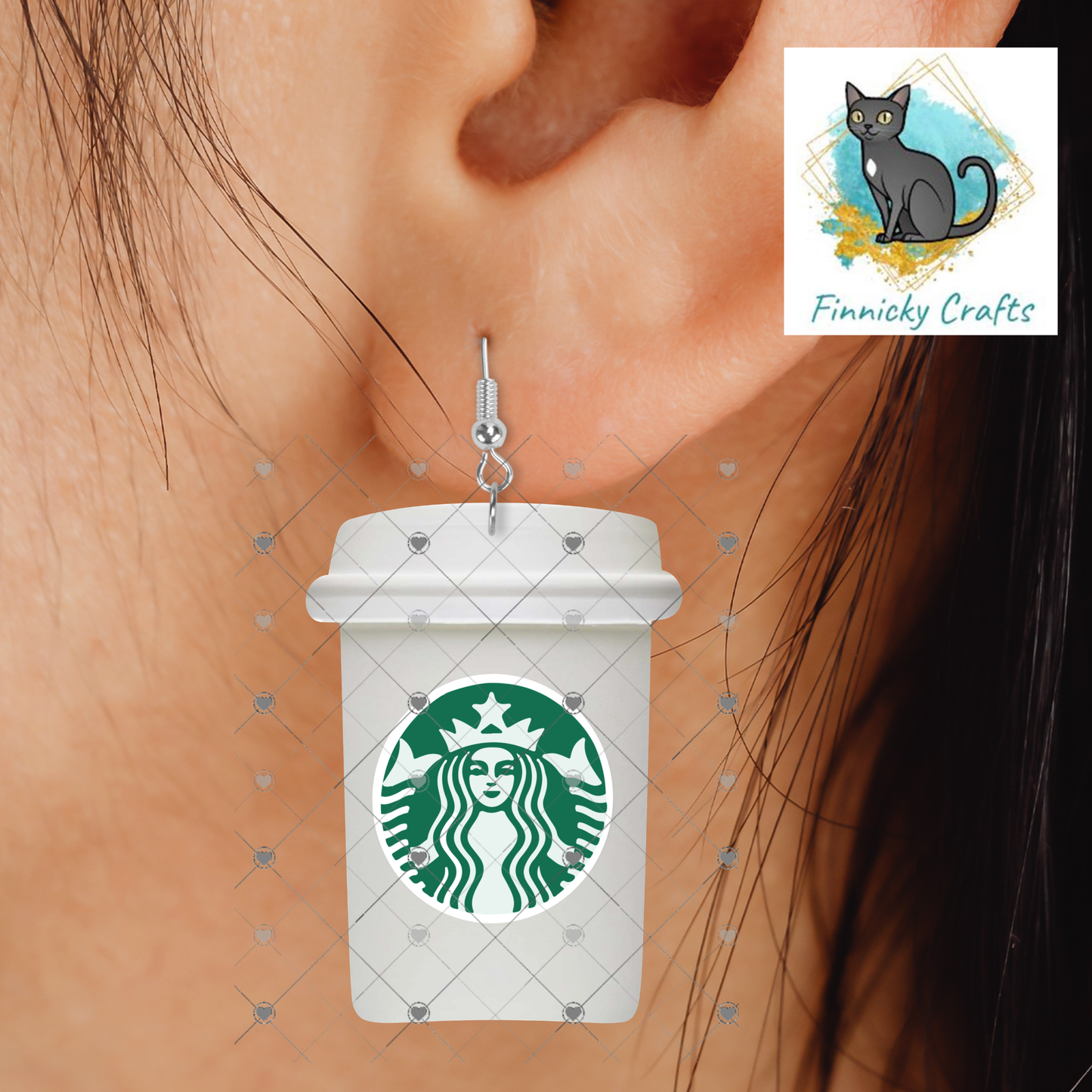 To Go Coffee Cup, Mermaid, Sublimation, PNG, Digital Download, Earrings, Decoration