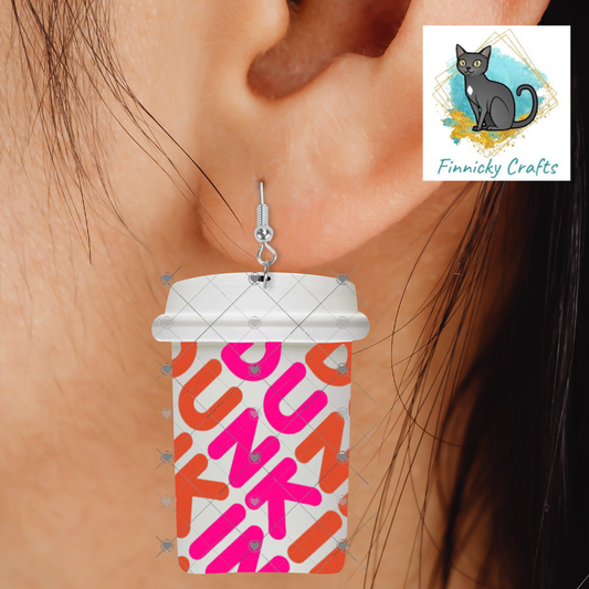 To Go Coffee Cup, Donut, Sublimation, PNG, Digital Download, Earrings, Decoration