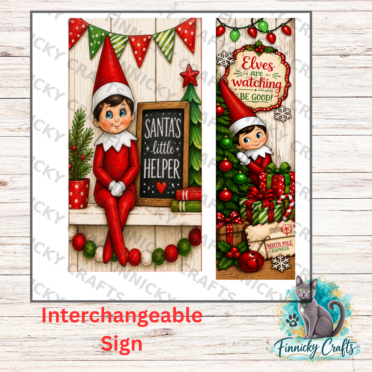 2-Piece, Customizable, Interchangeable Spying Elf Sign Inserts, Sublimation, Digital, PNG, Design, Download
