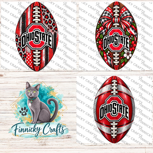 Ohio State University Football Png Sublimation Designs -Football Shape Drop Earrings Digital Download-  Decor, Earrings, Keyring, DTF