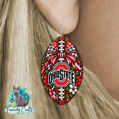 Ohio State University Football Png Sublimation Designs -Football Shape Drop Earrings Digital Download-  Decor, Earrings, Keyring, DTF