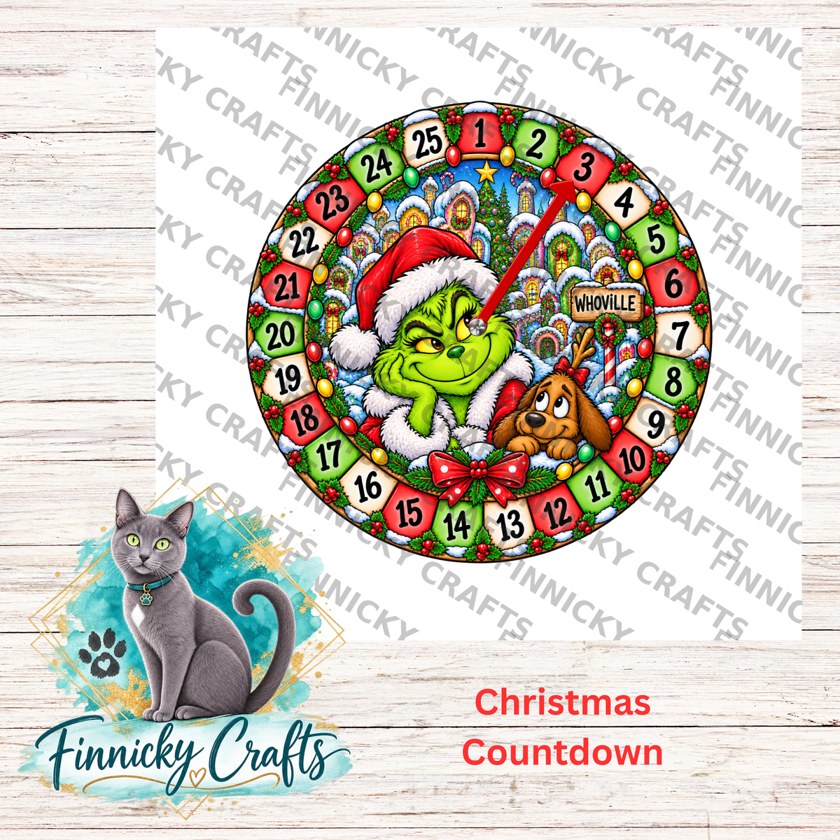 Round Green Guy and Whoville Sign, Christmas Countdown, PNG (Digital Download)