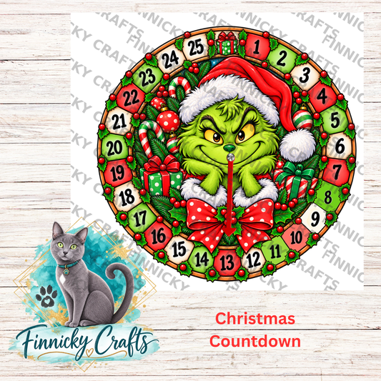 Round Green Guy Sign, Christmas Countdown, PNG (Digital Download)