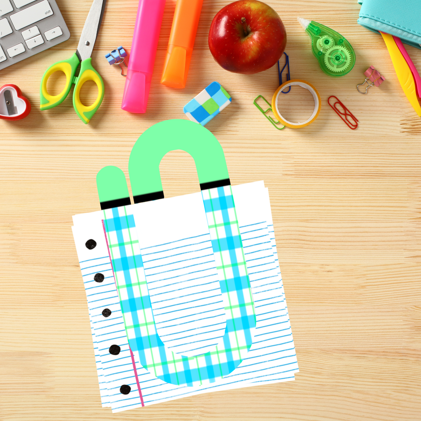 Fun Plaid Bookmark Paperclip BUNDLE Sublimation PNG - Instant Digital Download