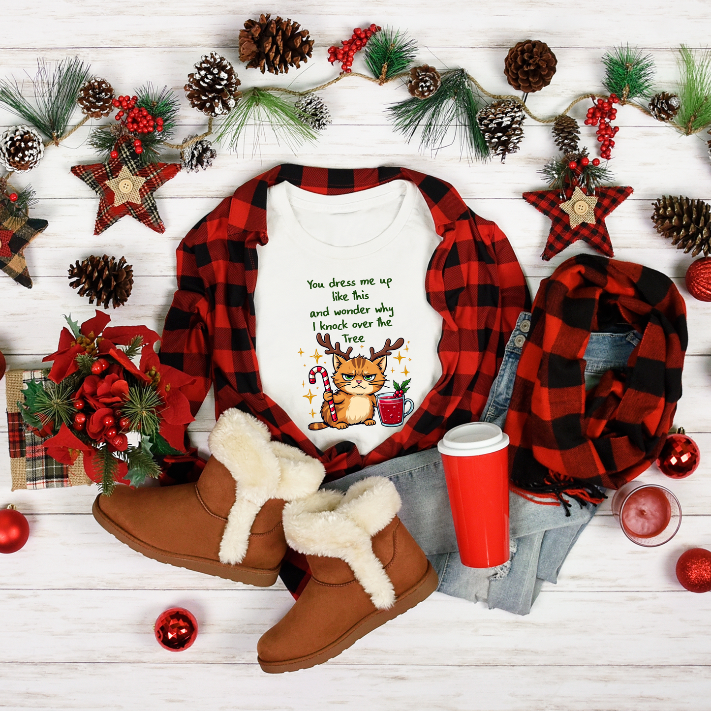 Funny Christmas, Winter, Cat, Antlers,  Sign PNG, Digital, Sublimation, Ornament, Badge Reel, Keyring, gift, pillow, t-shirt