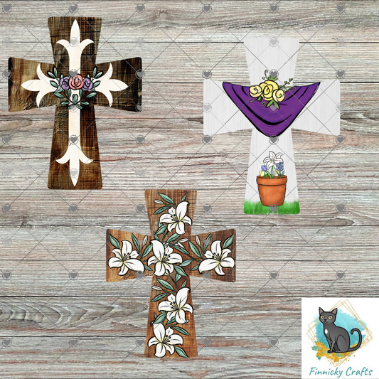 Easter Cross, Bundle, Sublimation, Digital, PNG Design, Download for Earrings, Wall Decor, Door Hanger, Keychain