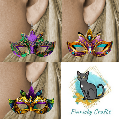 Mardi Gras Masks Earrings Digital Download- Earrings, Keyrings, Ornaments, Decorations (Copy)