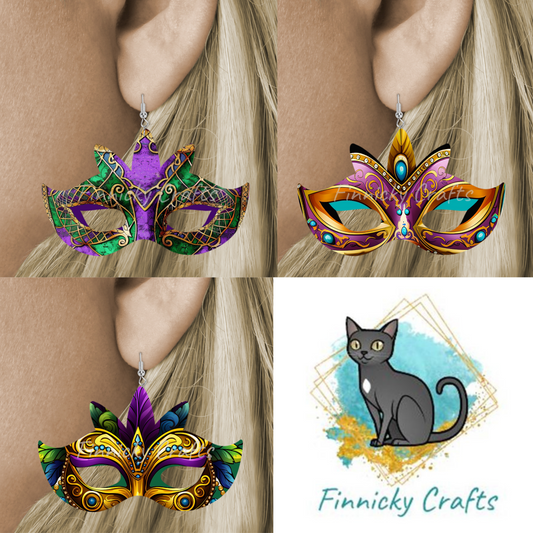 Mardi Gras Masks Earrings Digital Download- Earrings, Keyrings, Ornaments, Decorations (Copy)