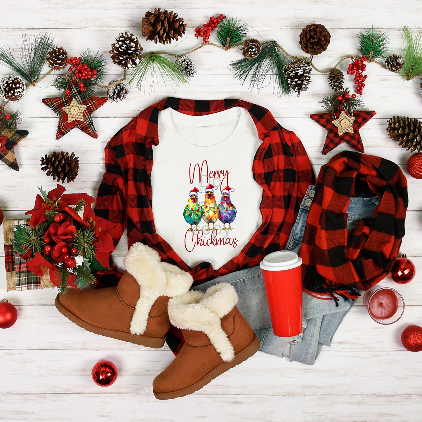 Merry Chickmas Chickens Sublimation Designs - PNG - shirts, linens, tree skirt, towels, decor