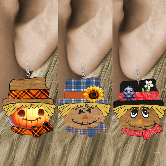 Scarecrow Head Design, Bundle, Fall, Plaid, Autumn, Cute, Sublimation, PNG, Digital Download, Earrings, Door Hanger, Decoration, Nightlight