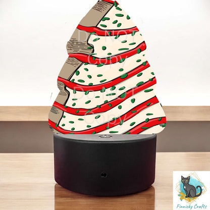 Snack Cake, Chubby Christmas Tree Light Base Acrylic, Sign, Sublimation, Digital, PNG, Design, Acrylic, Nightlight