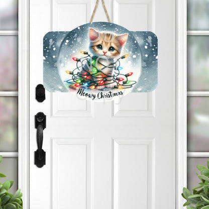 Plaque, Cat, Christmas ornament, lights, Sublimation, Digital, PNG, Design, Download Only, Ornament, Decoration, Sign, DTF