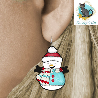 Snowman with hat and scarf - Christmas Winter Ornament, Earrings, Nightlight, Sublimation, Digital, PNG, Design, Download, MDF and Acrylic