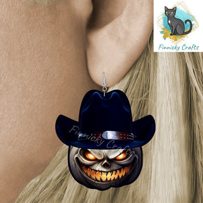 Spooky Cowboy Jack o'Lantern Bundle, Sublimation, Digital, PNG Design, Download for Earrings, Nightlight, Decor, Door Hanger, Keychain