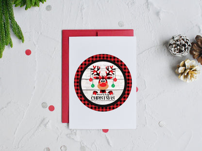 Merry Christmas Moose Round Sign - T-shirt - Hat - Pillow - Apron - Coaster - Cup - Bag - Ornament Design - Digital Download