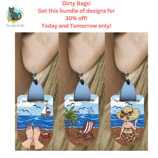 Leather Oval Beach Earrings PNG, Spring Summer Earrings Design, Sublimation Leather Earring.