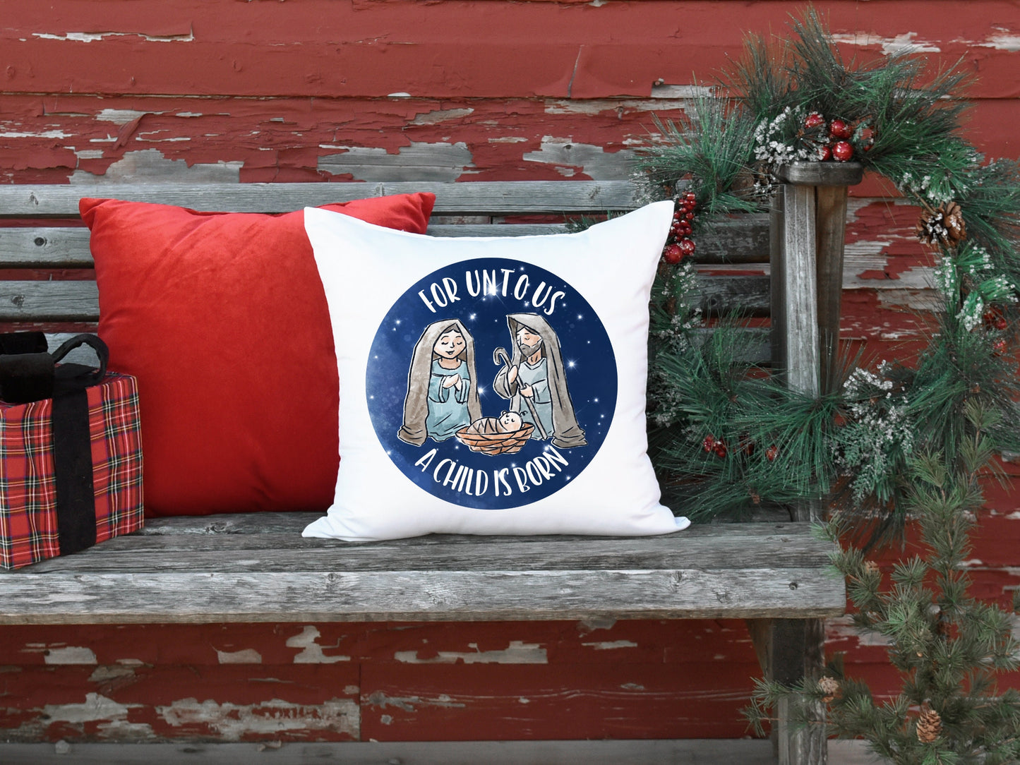 Christmas Nativity Creche Mary Joseph Round Sign - T-shirt - Hat - Pillow - Apron - Coaster - Cup - Bag Design - Digital Download