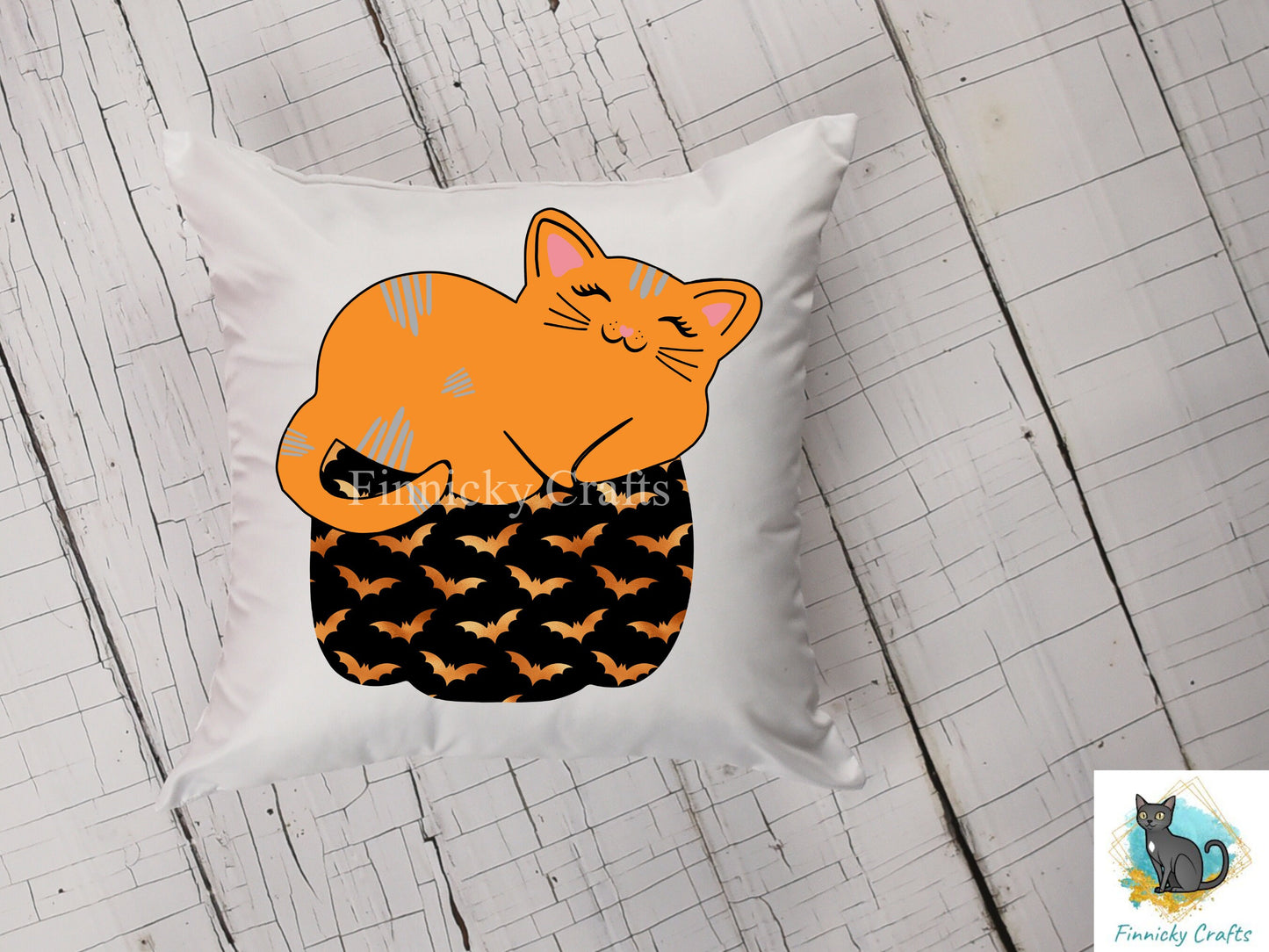 Orange Cat Sleeping on a Halloween Pumpkin Digital Design- Earrings - Signs - Design