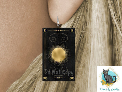 Tarot Cards, Tarot Sun, Tarot Moon, Sublimation, Digital Design, PNG, Download, Earrings, Ornament