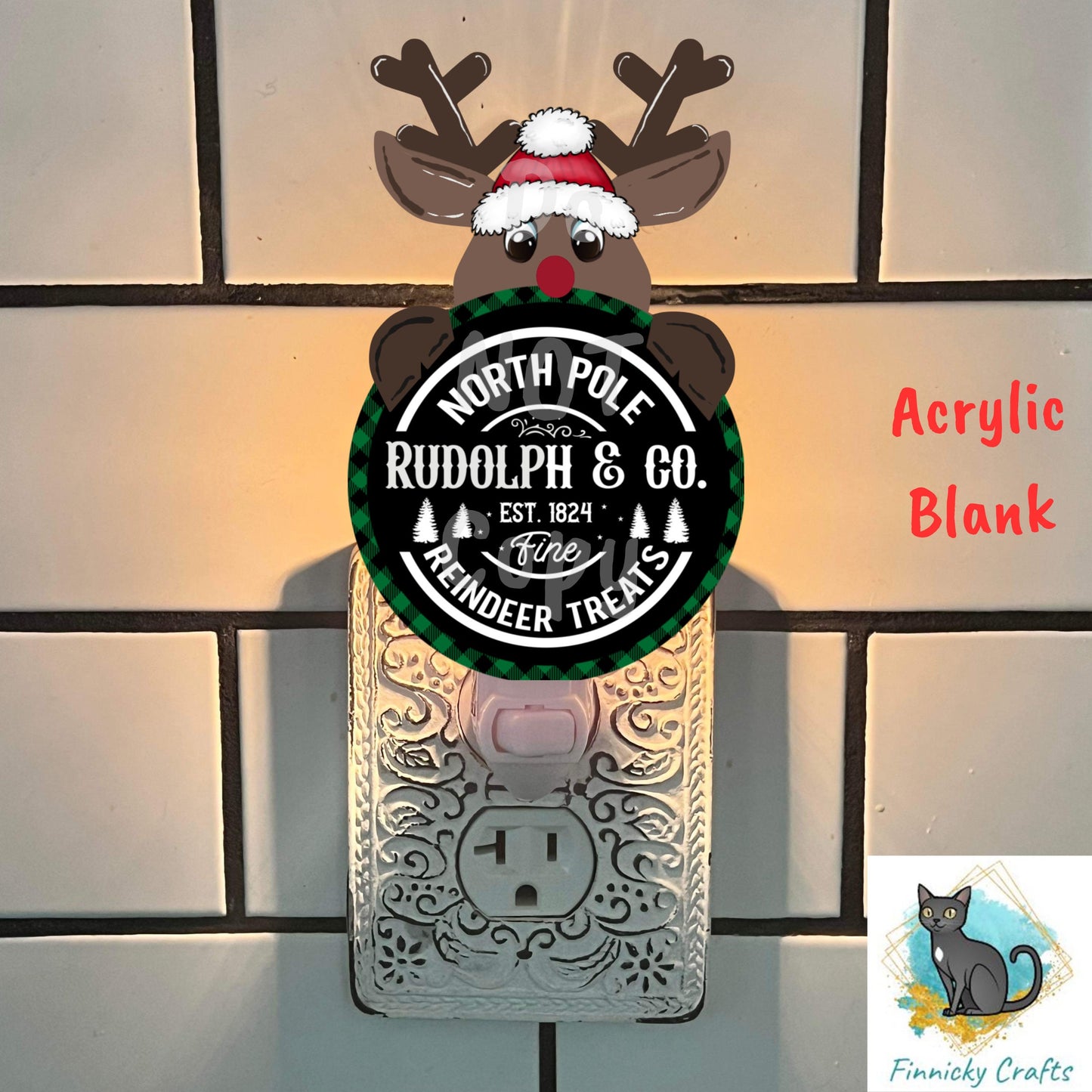 Customizable Reindeer with bulb, Christmas ornament, Sublimation, Digital, PNG, Design, Download Only, Ornament, Decoration, Sign
